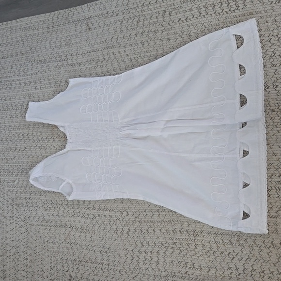 NWT 100% Cotton White Embroidered Sleeveless Dress - Picture 4 of 4